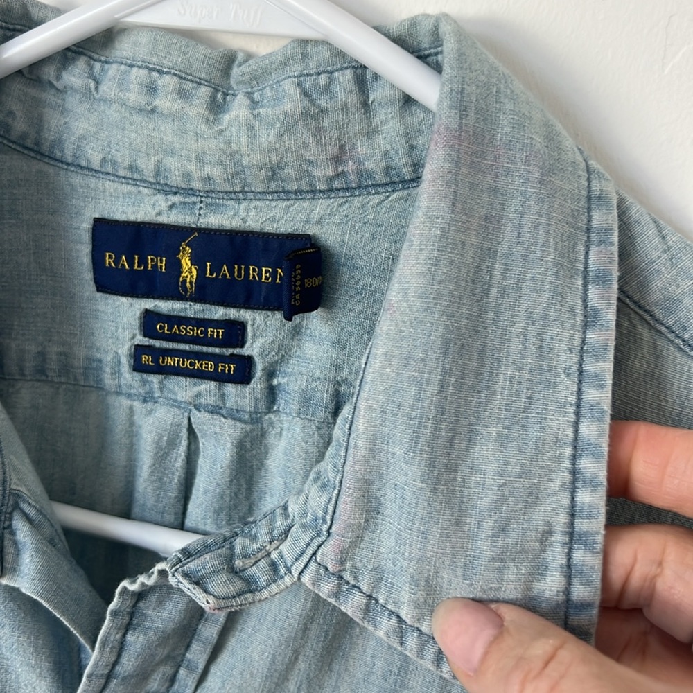 Ralph Lauren Light Blue Short Sleeve Button-Down Shirt - Picture 4 of 7